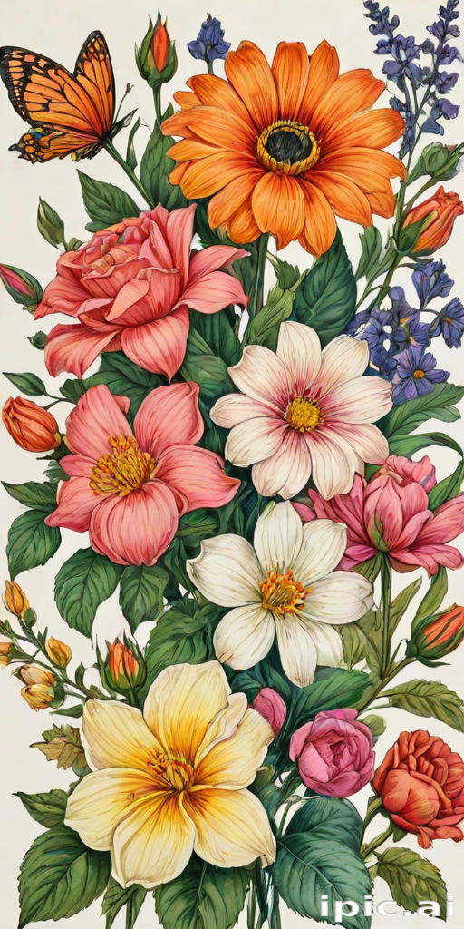 color drawings of flowers