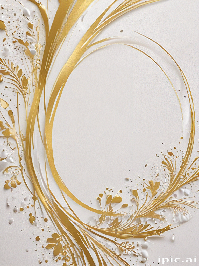 Elegant Gold and White Floral Design with Flowing Lines and Textures