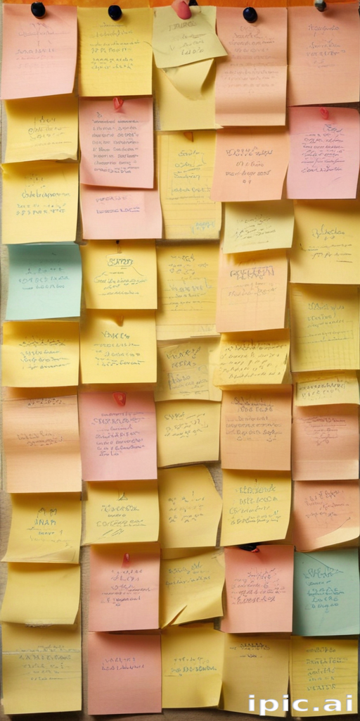 Colorful Sticky Notes Organized on a Wall for Ideas and Reminders.