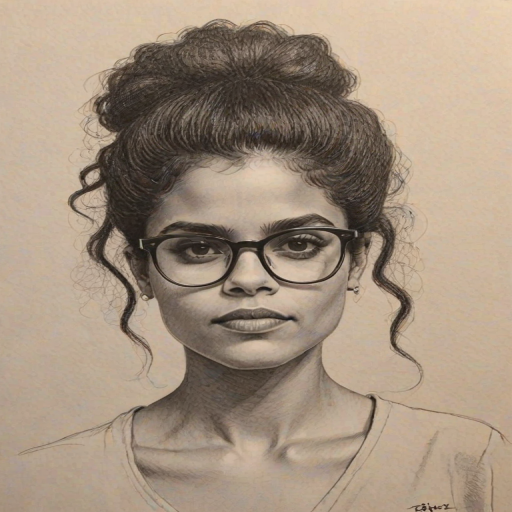 Lovely Zazie Beetz, pencil sketch, portrait of Sublime woman 1973s in glasses, hair style beatnik, outline, clear lines, fine lines, 8k