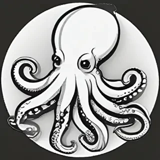 octopus clipart black and white
