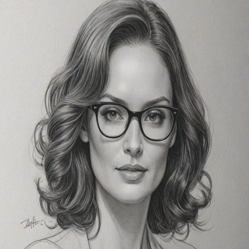 Lovely Sarah Wayne Callies, pencil sketch, portrait of Alluring woman 1935s in glasses, hair style beatnik, outline, clear lines, fine lines, 8k