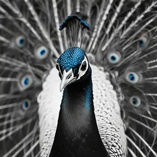 peacock black and white