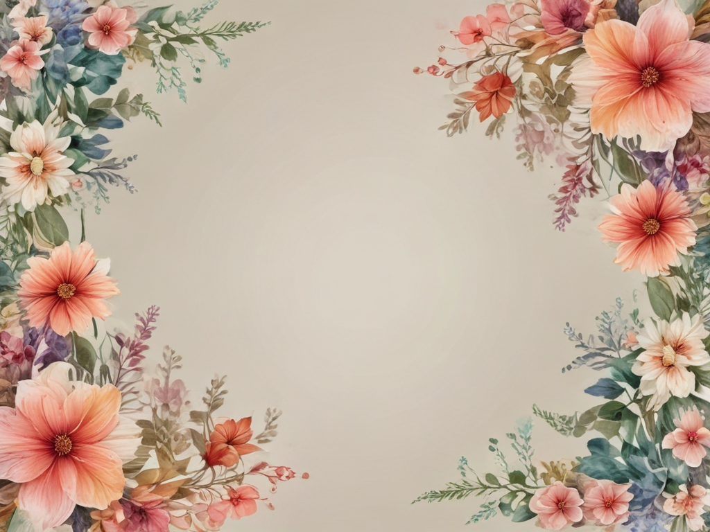 Delicate Floral Border Design with Soft Pastel Colors and Elegant Blooms