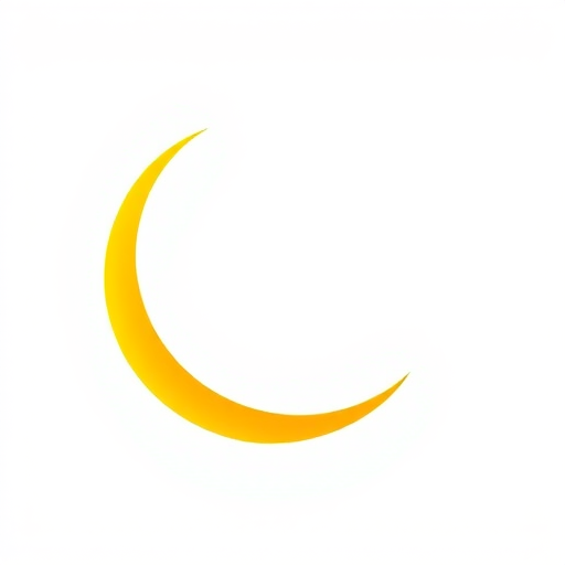 create a high-resolution image of a stylized yellow crescent moon on a white background, using a DSLR camera with a 50mm lens at f/2.8, ISO 100, and a soft focus effect to enhance the purity and simplicity of the design.