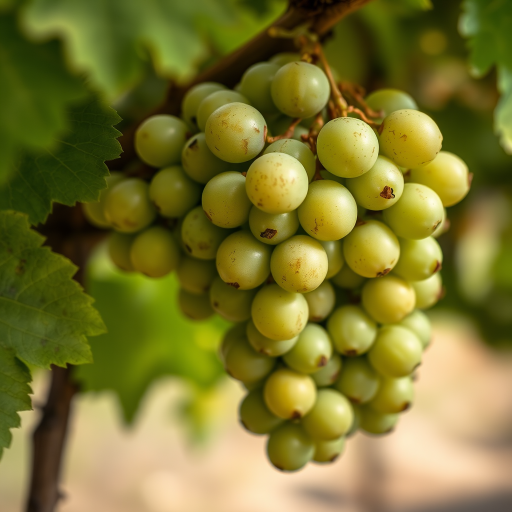 high-resolution image of green grapes on a vine, macro shot, f/2.8 aperture, ISO 100, 50mm lens, soft natural lighting, focus on details and textures.