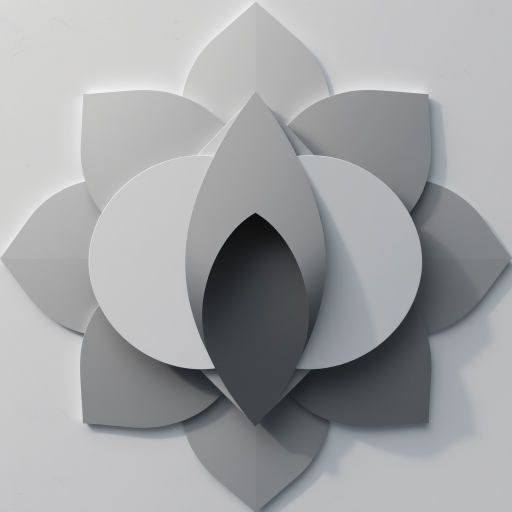 Create an abstract geometric design featuring overlapping shapes in a monochromatic color scheme, captured with a Canon EOS R5 at f/8 aperture, 50mm lens, ISO 100, in natural light with a top-down view for enhanced clarity and detail.