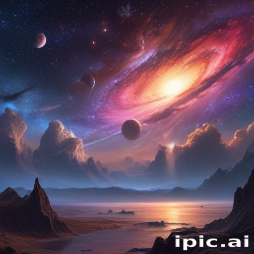 Majestic Cosmic Landscape Featuring Vibrant Galaxies and Distant ...