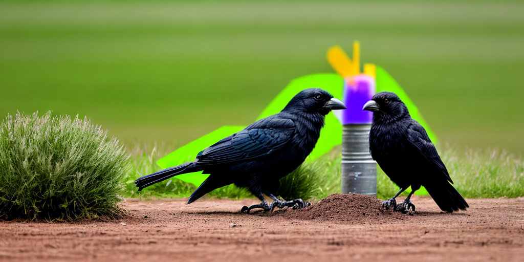 image of a crow next to a rabbit caught in a hunter's trap in a forest