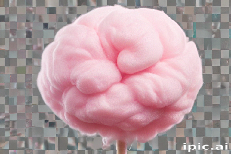 A Fluffy Pink Cotton Candy Treat on a Stick Against a Colorful Background.