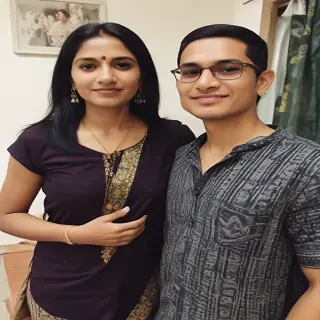 mom and son indian