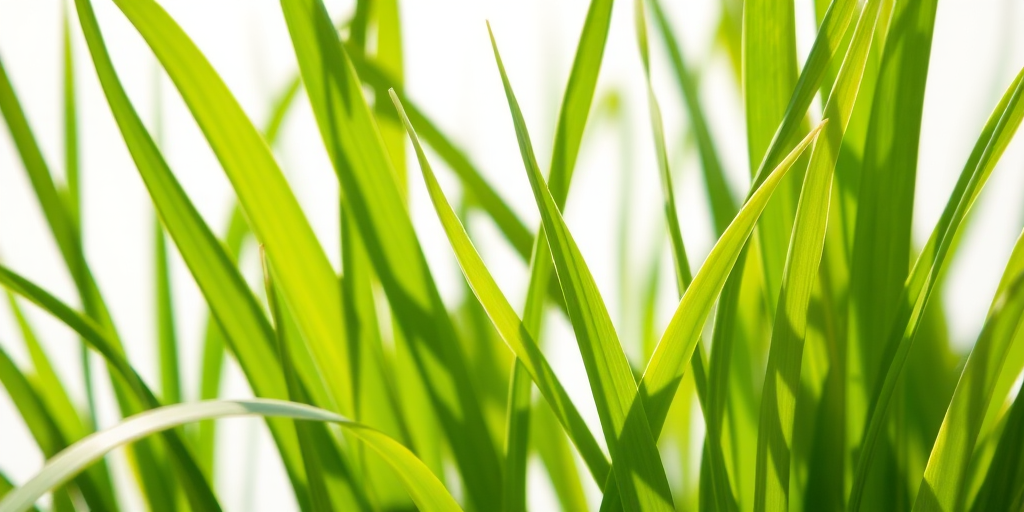 Regenerate a collection of stylized green grass blades on a transparent background, captured with a DSLR camera at f/11, 1/125s, ISO 100, in a macro view with natural lighting to enhance clarity and detail.