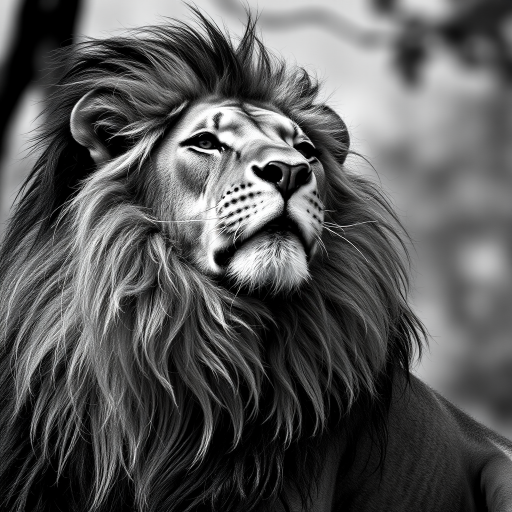 lion black and white