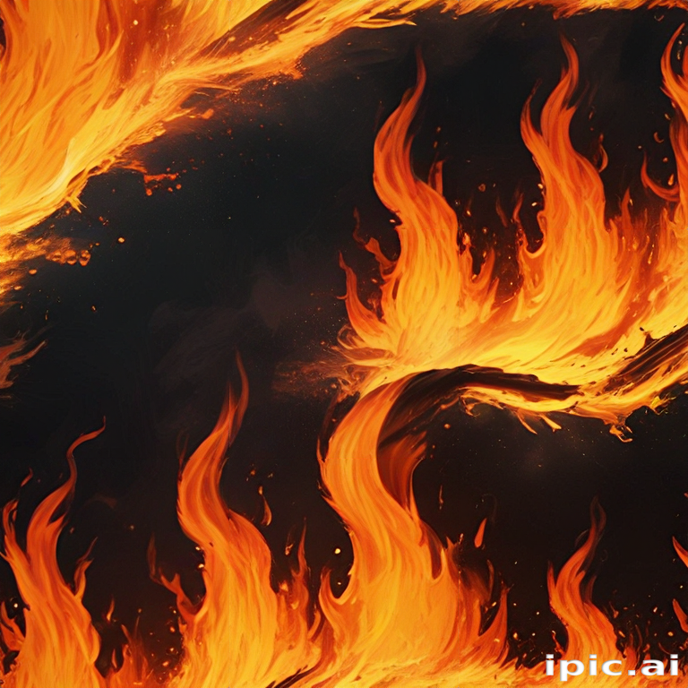 Dynamic Flames Dancing Vividly Against a Dark Background in Abstract Art