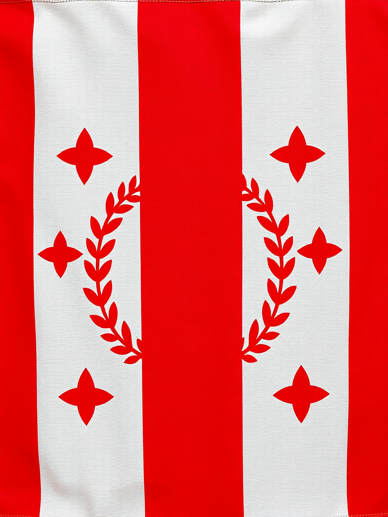 Generate an image of the flag of Georgia with vibrant colors, using a DSLR camera type, 50mm lens, f/8 aperture, ISO 100, natural lighting, front view, ensuring high resolution and clarity.