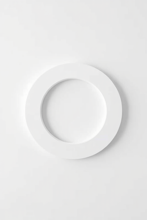 Create a high-resolution image of a minimalist geometric design featuring two intersecting circles, using a Canon EOS R5 camera with a 50mm f/1.2 lens, ISO 100, aperture f/8, and shutter speed 1/125s, captured from a top-down view with a clean white background for enhanced contrast and clarity.