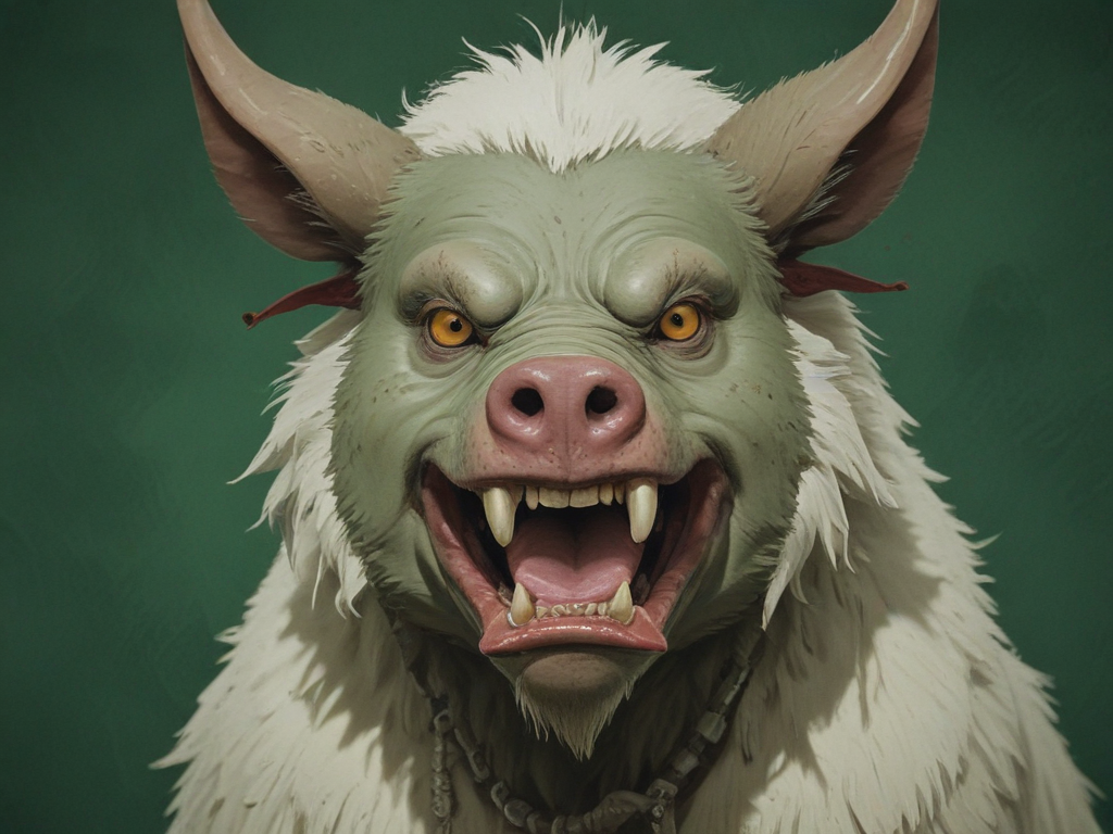 Wildschwein, Okkoto, Anime, lord Okkoto, boar, brutal, bloody, princess mononoke, green background