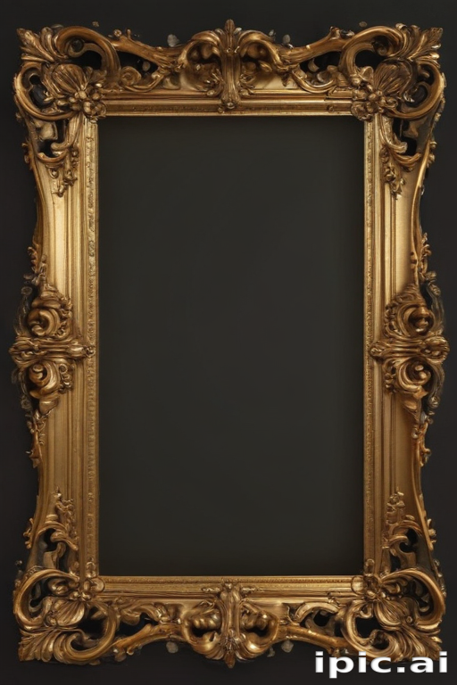 Ornate Golden Picture Frame Adorned with Intricate Floral Designs and ...