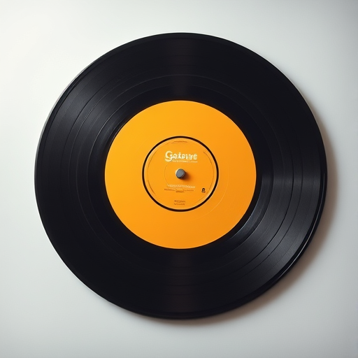 A high-resolution image of a vinyl record from a top-down perspective, f/2.8, ISO 100, 50mm lens, soft lighting, minimalist background, using a DSLR camera.