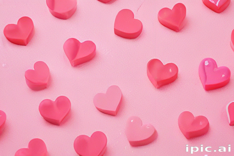 Colorful Heart-Shaped Decorations Spreading Love on a Soft Pink Background