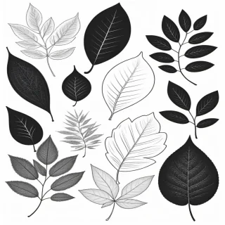 black and white leaf clipart