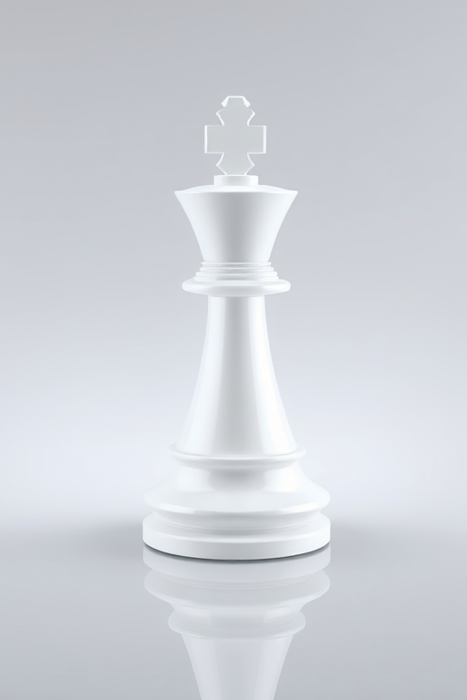 generate an image of a glossy white chess bishop piece with a sleek, modern design on a transparent background