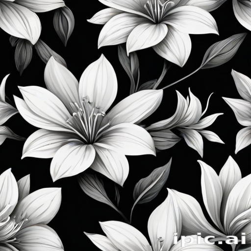 black and white flower png