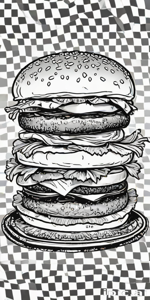 hamburger clipart black and white