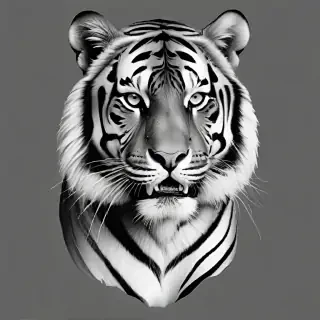 tiger clipart black and white