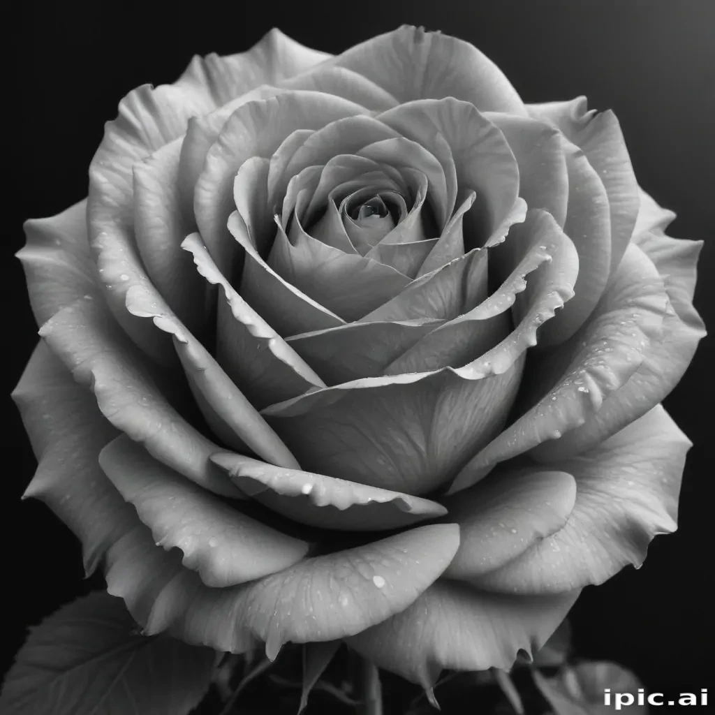 rose drawing black and white