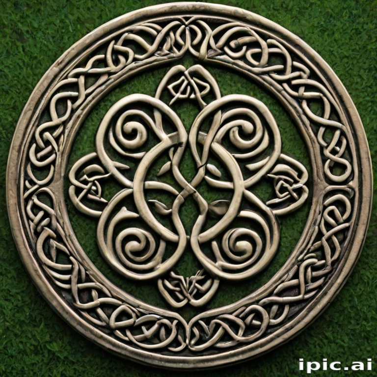 Intricate Celtic Knot Design Embellished in a Circular Decorative Pattern.