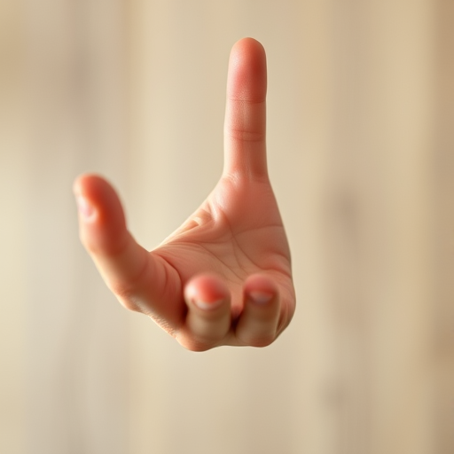 Regenerate the image of a hand reaching forward, focus on a clean outline with a smooth finish, set camera to ISO 100, aperture f/4, shutter speed 1/100s, camera view from slightly above at a 45-degree angle, using a digital SLR camera for enhanced detail and clarity.