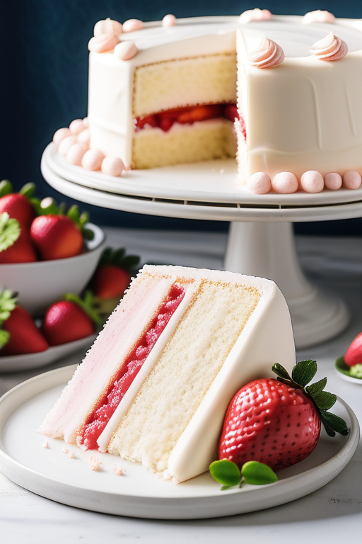 white cake with strawberry filling
