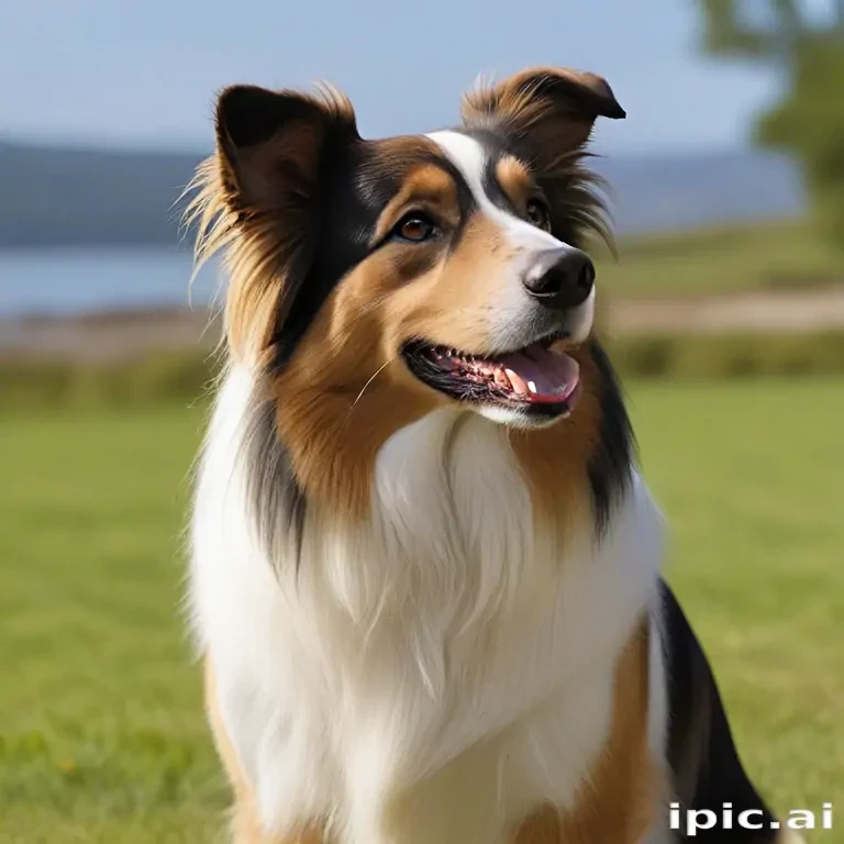 A Beautiful Collie Enjoying a Sunny Day in the Park.