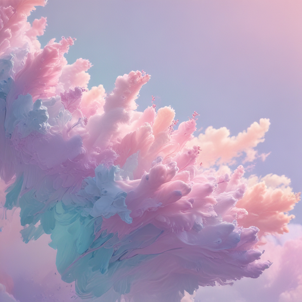 Whimsical Swirls of Colorful Clouds in a Dreamy Pastel Sky