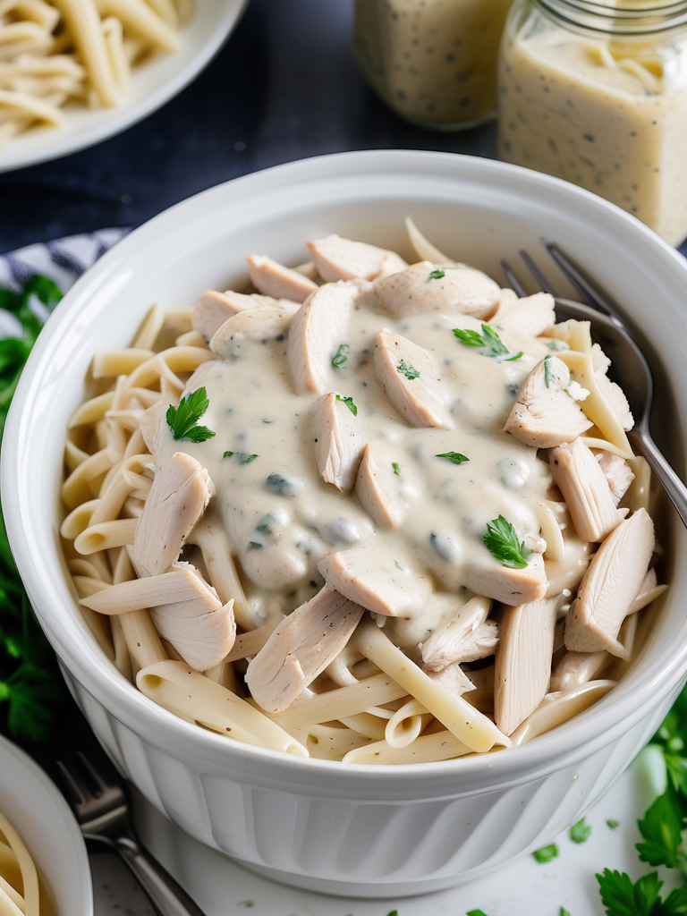 crockpot chicken alfredo with jar sauce