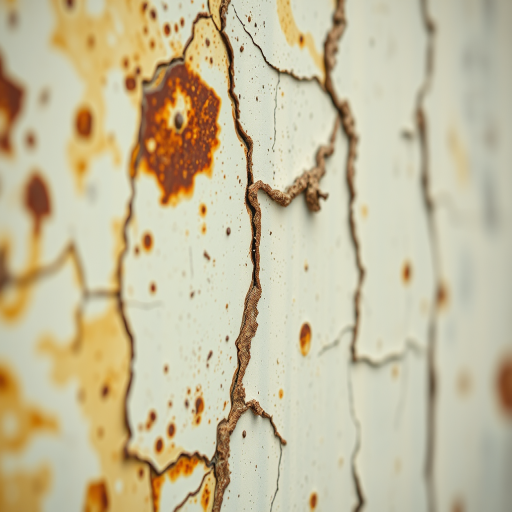 high-resolution texture of peeling paint with rust and cracks, shallow depth of field, macro lens, soft natural lighting, DSLR camera