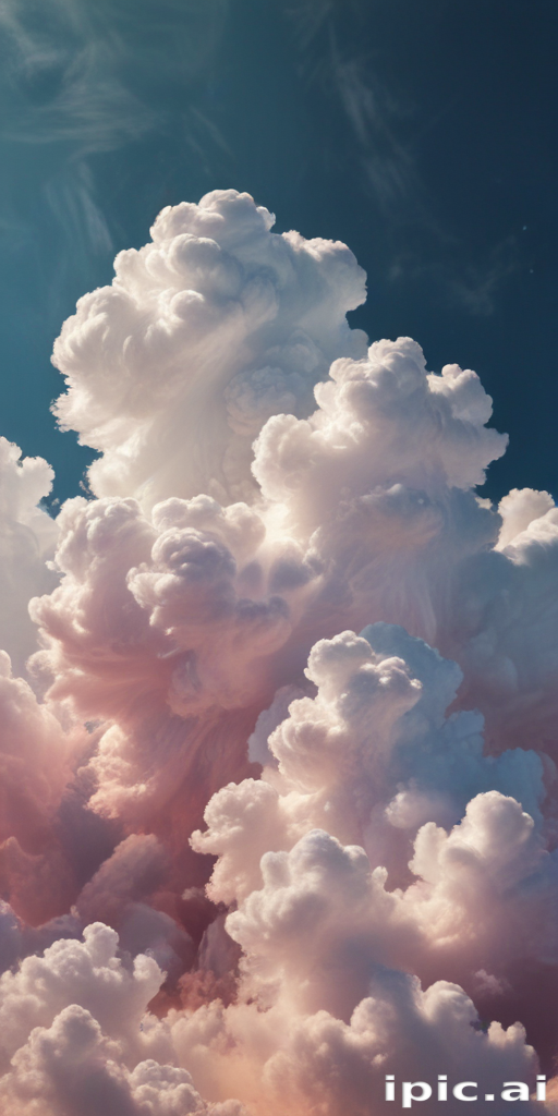Fluffy Cotton Candy Clouds Bathed in Soft Pastel Sunrise Glow