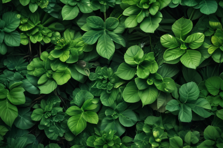 Vibrant Green Leaves Creating a Lush and Tranquil Natural Environment