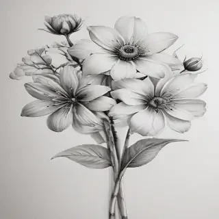 pencil drawn flowers