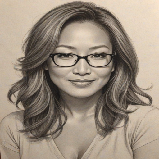 Lovely Carrie Ann Inaba, pencil sketch, portrait of Attractive woman 1931s in glasses, hair style beatnik, outline, clear lines, fine lines, 8k