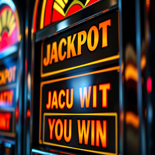 Create a highly detailed and realistic image of a classic slot machine with the text "JACKPOT" and "YOU WIN" displayed prominently, with vibrant colors, using a Canon EOS R5 camera, f/1.8 aperture, ISO 100, and 50mm lens in a close-up view with soft lighting to enhance texture and depth.