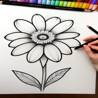 flower drawing images with colour
