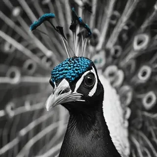peacock black and white