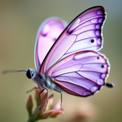 Generate a vibrant digital illustration of a butterfly with purple and lavender wings, featuring glossy, bubble-like textures, captured in a macro view using a DSLR camera with an aperture of f/2.8, shutter speed of 1/200s, ISO 100, in a soft-focus background for enhanced image quality.
