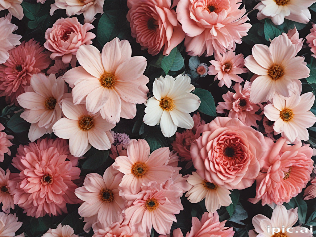 A Vibrant Display of Various Pink Flowers in Full Bloom Together.