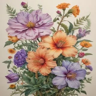 colored drawings of flowers