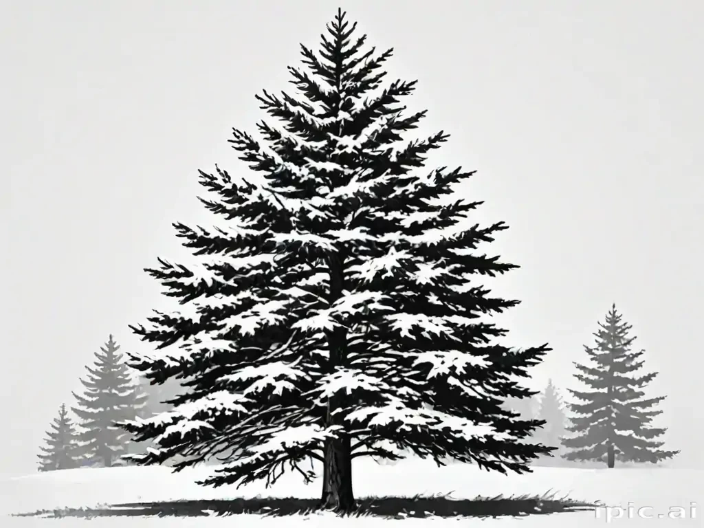 pine tree clip art black and white