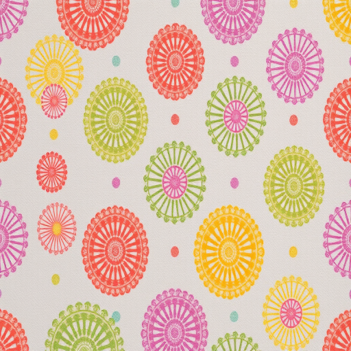 Regenerate the seamless pattern of colorful circular motifs in soft pastel colors on a light gray background, using a Canon EOS R5 camera, aperture f/8, ISO 100, 50mm lens, top-down view, with natural soft lighting to enhance image quality.