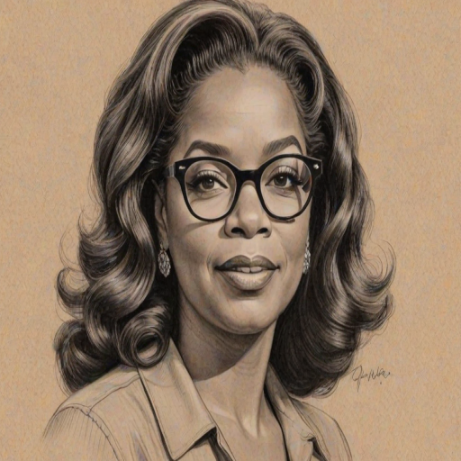 Pleasing Oprah Winfrey, pencil sketch, portrait of Gorgeous woman 1940s in glasses, hair style beatnik, outline, clear lines, fine lines, 8k